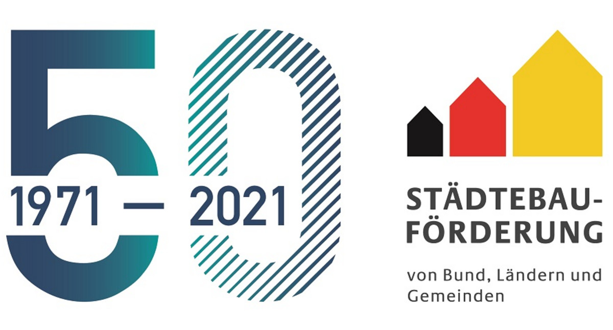 Jubiläum 50 Jahre Städtebauförderung Logo 50 Jahre Städtebauförderung Baden-Württemberg